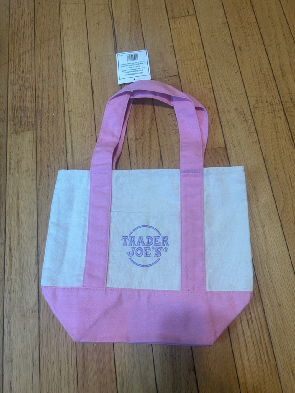 Trader Joe's Pink and Cream Canvas Tote